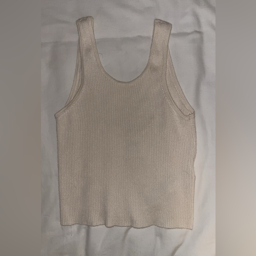 Zara girls cream ribbed tank top
